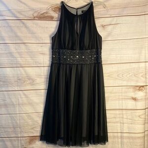 EUC Black Dress with Sheer Overlay